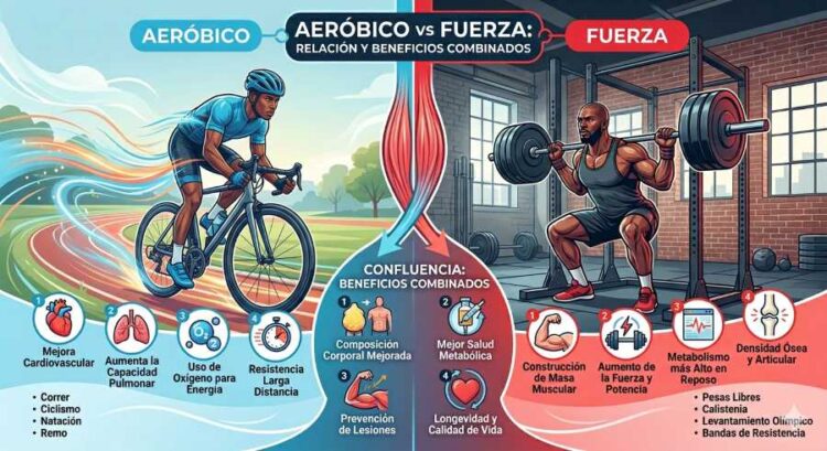 Combinar ejercicios de fuerza y deporte aeróbico