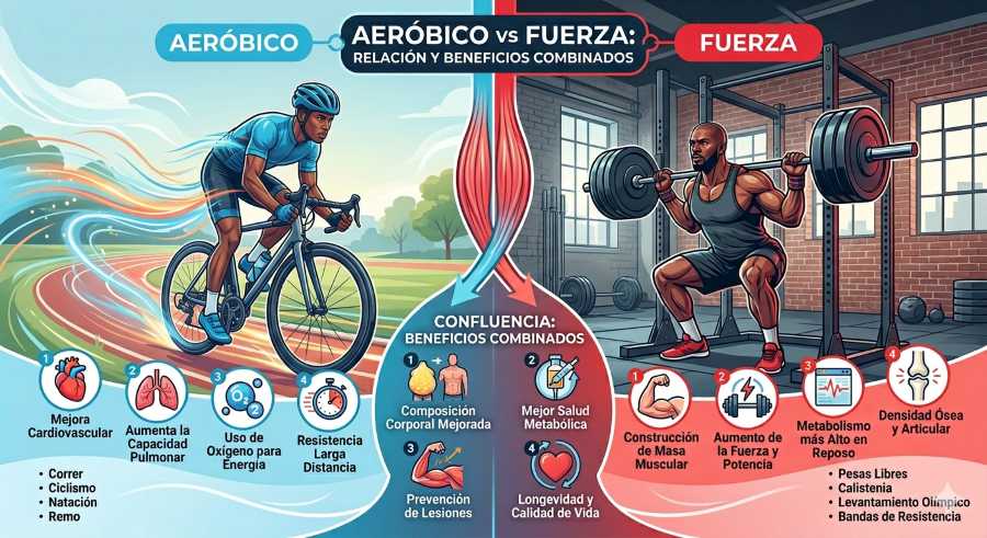 Combinar ejercicios de fuerza y deporte aeróbico