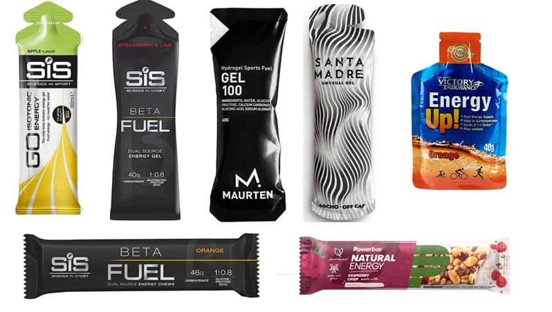 Suplementos para ciclismo de geles y barritas 
